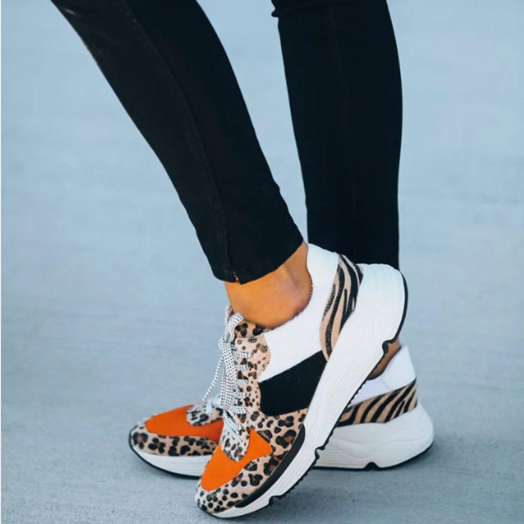 Leopard Colorblock Wedge Sneakers