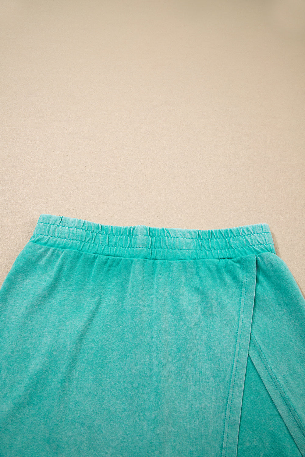 Mint Green Solid Color Washed Sleeveless Top Split Skort Cotton 2pcs Outfit