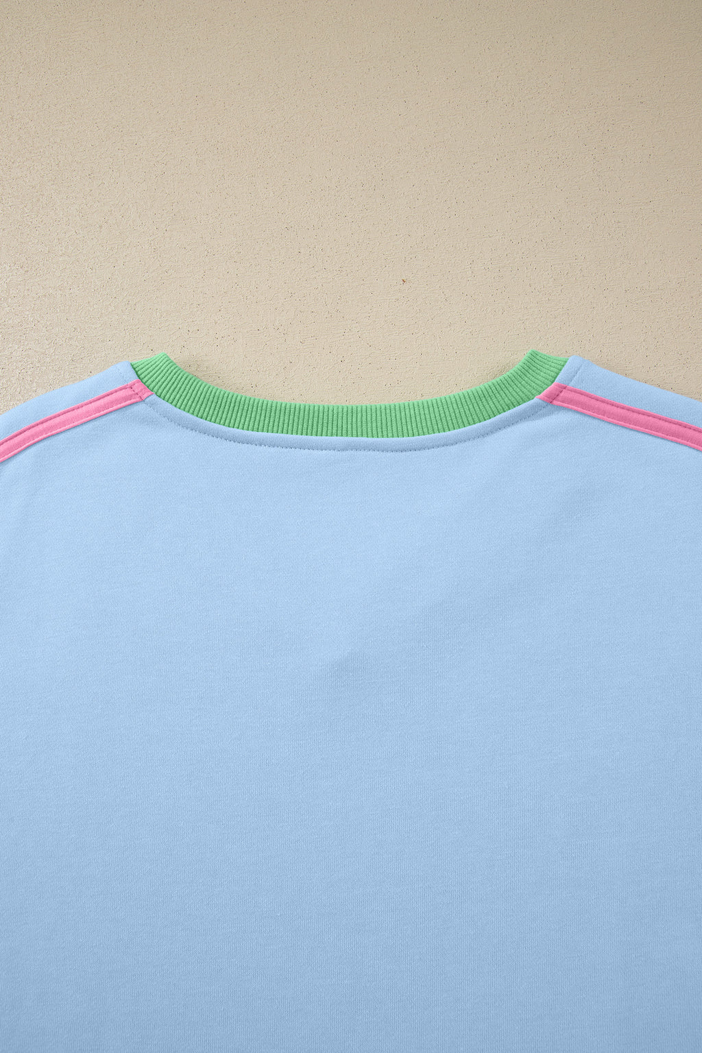 Sky Blue Ribbed Colorblock Trim V Neck Sporty Pullover Mini Skort 2pcs Athleisure Set