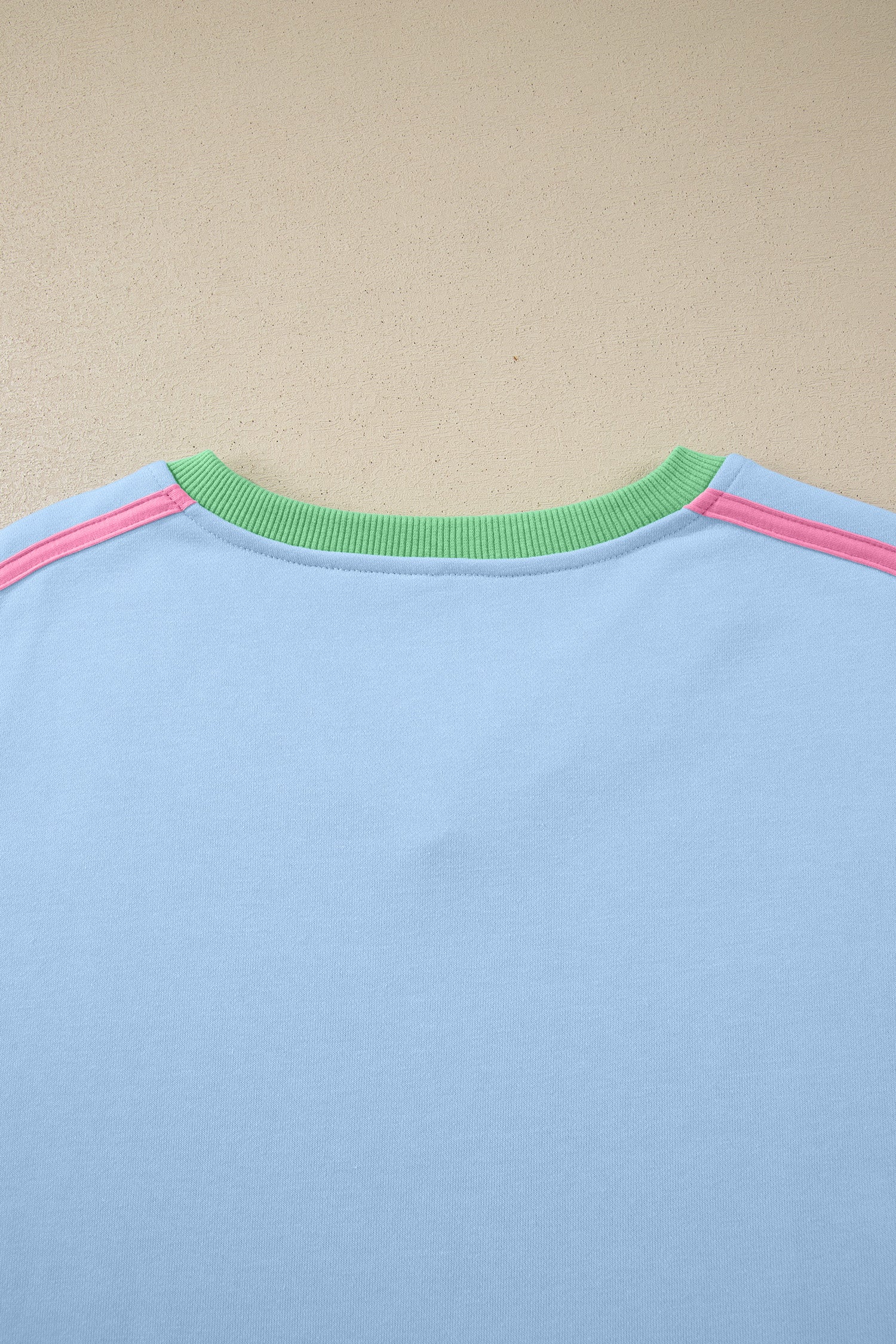 Sky Blue Ribbed Colorblock Trim V Neck Sporty Pullover Mini Skort 2pcs Athleisure Set
