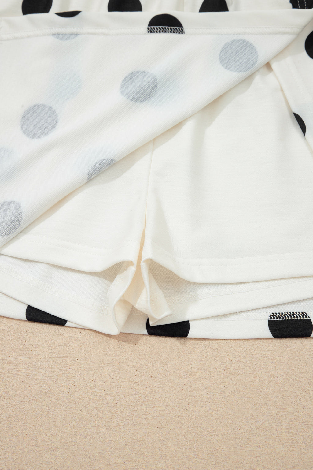 White Ribbed Trim Polka Dot Print Tank Split Mini Skort 2pcs Set