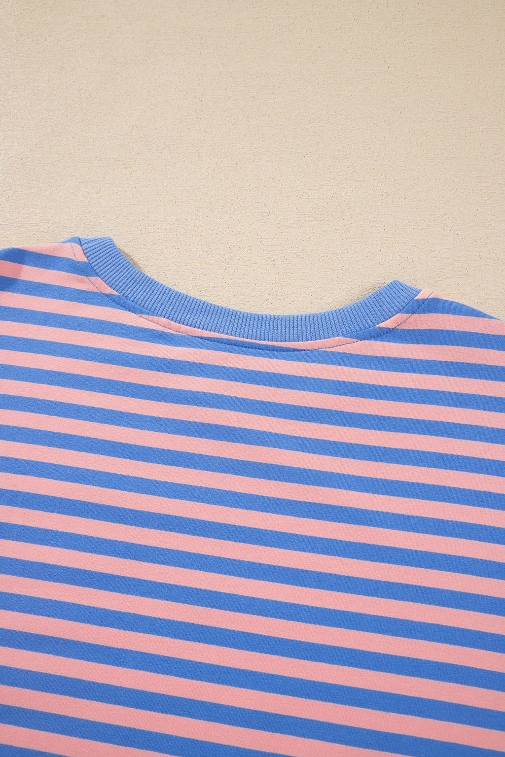 Blue Stripe Long Sleeve Relaxed Pullover Drawstring Mini Skort 2pcs Set