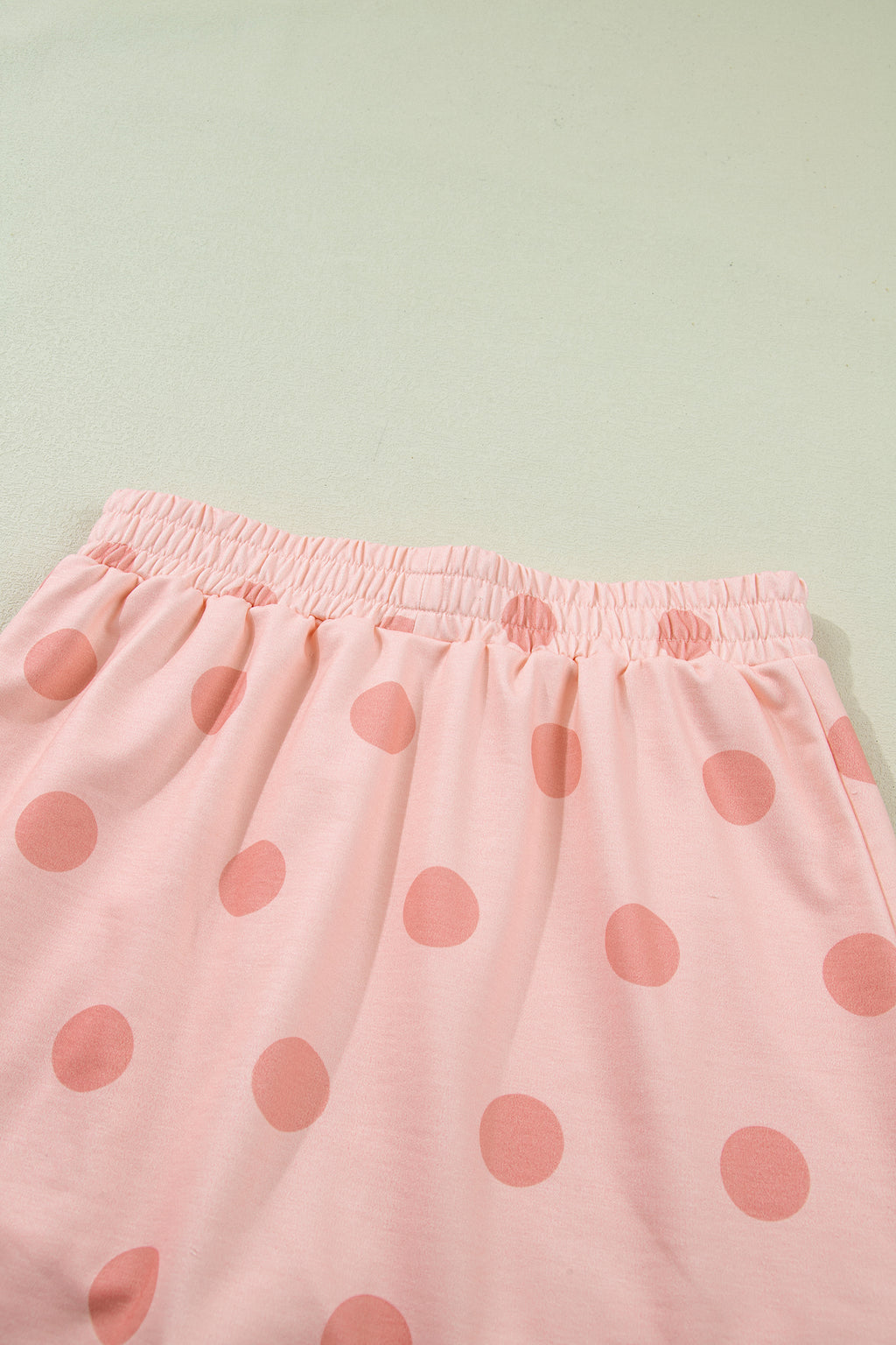 Pink Ribbed Trim Polka Dot Print Tank Split Mini Skort 2pcs Set