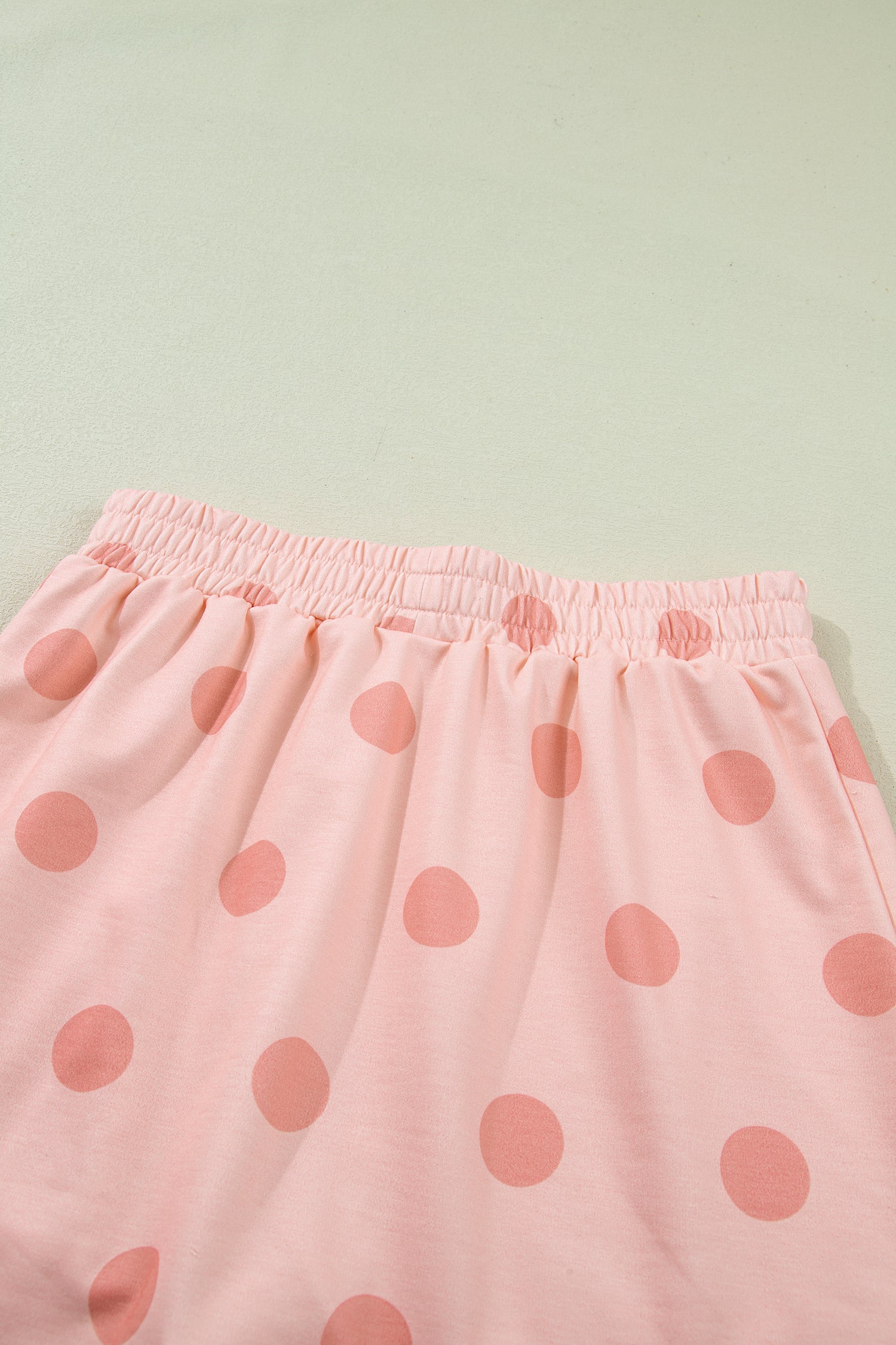 Pink Ribbed Trim Polka Dot Print Tank Split Mini Skort 2pcs Set