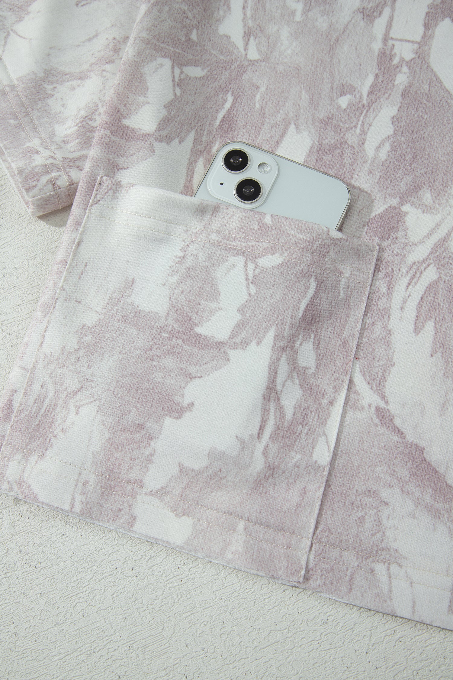 Gray Woodland Camo Print Raw Edge Cropped Top 2pcs Skort Set