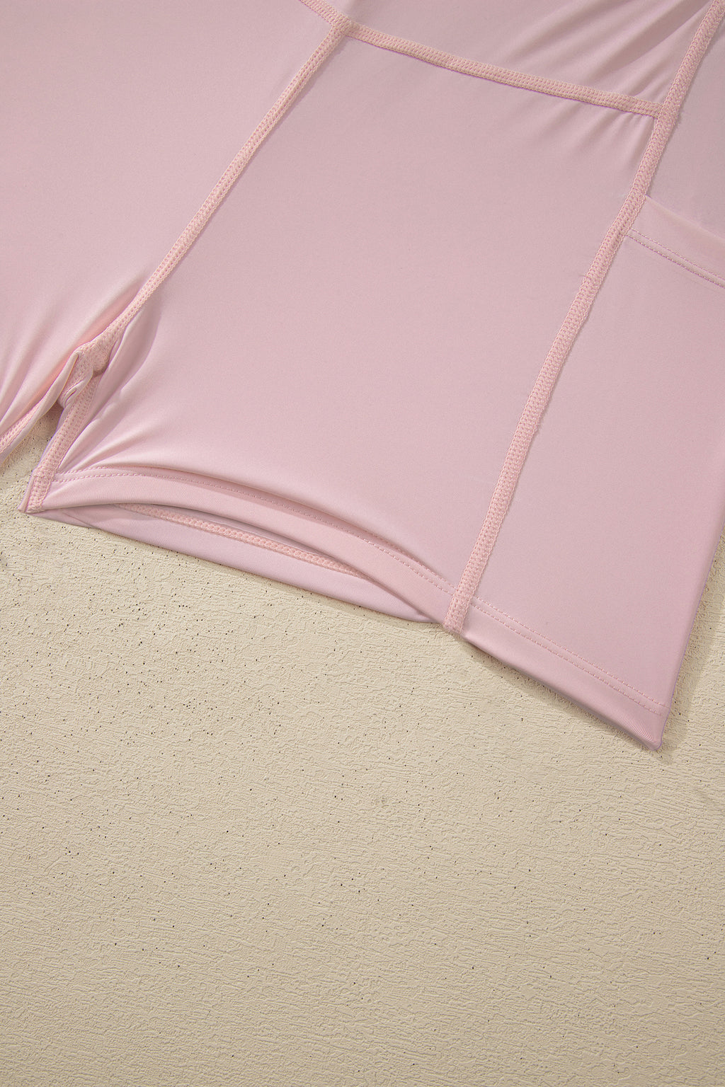 Pink Solid Color Tunic Tank Dress Athletic Shorts Two Piece Set
