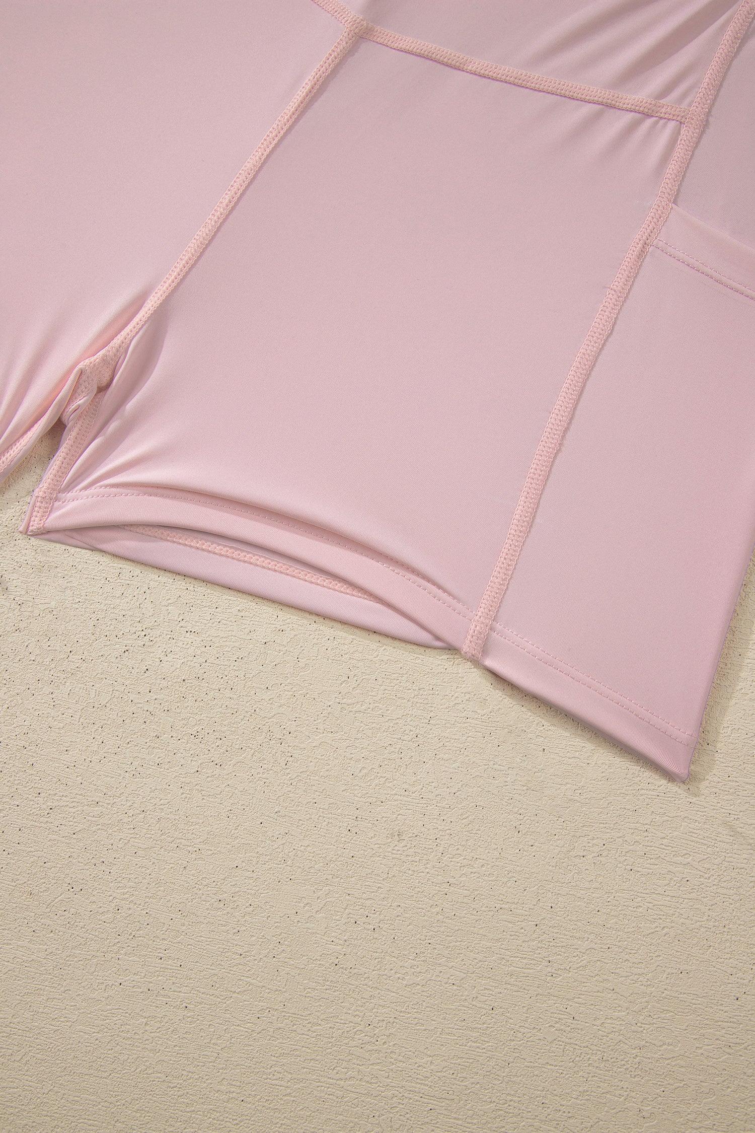 Pink Solid Color Tunic Tank Dress Athletic Shorts Two Piece Set