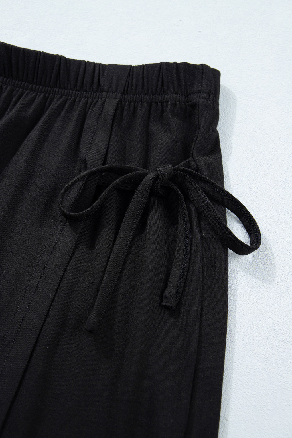 Black Solid Color Oversize Tee Tie Wrap Mini Skort 2pcs Set