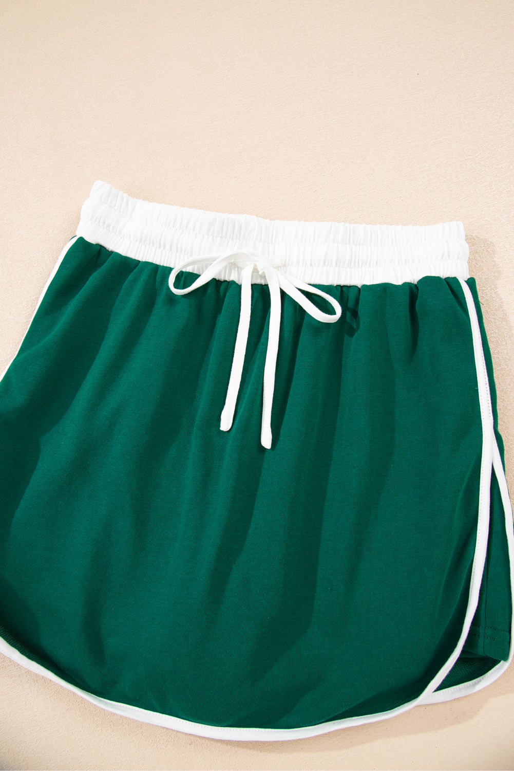 Evergreen Varsity Stripe Detail Drop Shoulder Pullover Mini Skort Set