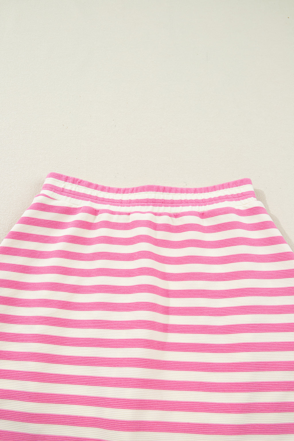 Sachet Pink Textured Stripe Print Contrast Trim Zip Collar Sleeveless 2pcs Skort Set