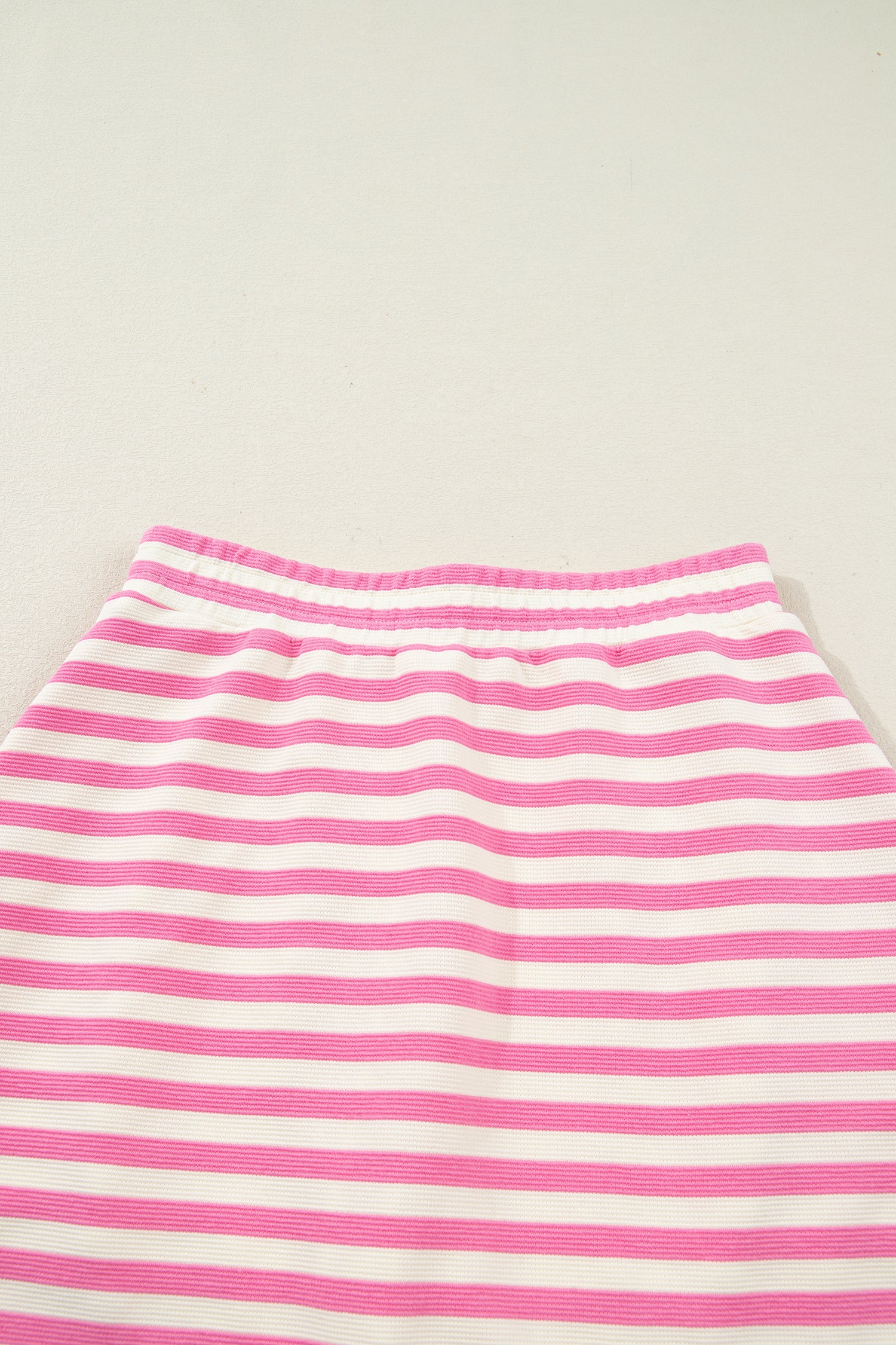 Sachet Pink Textured Stripe Print Contrast Trim Zip Collar Sleeveless 2pcs Skort Set