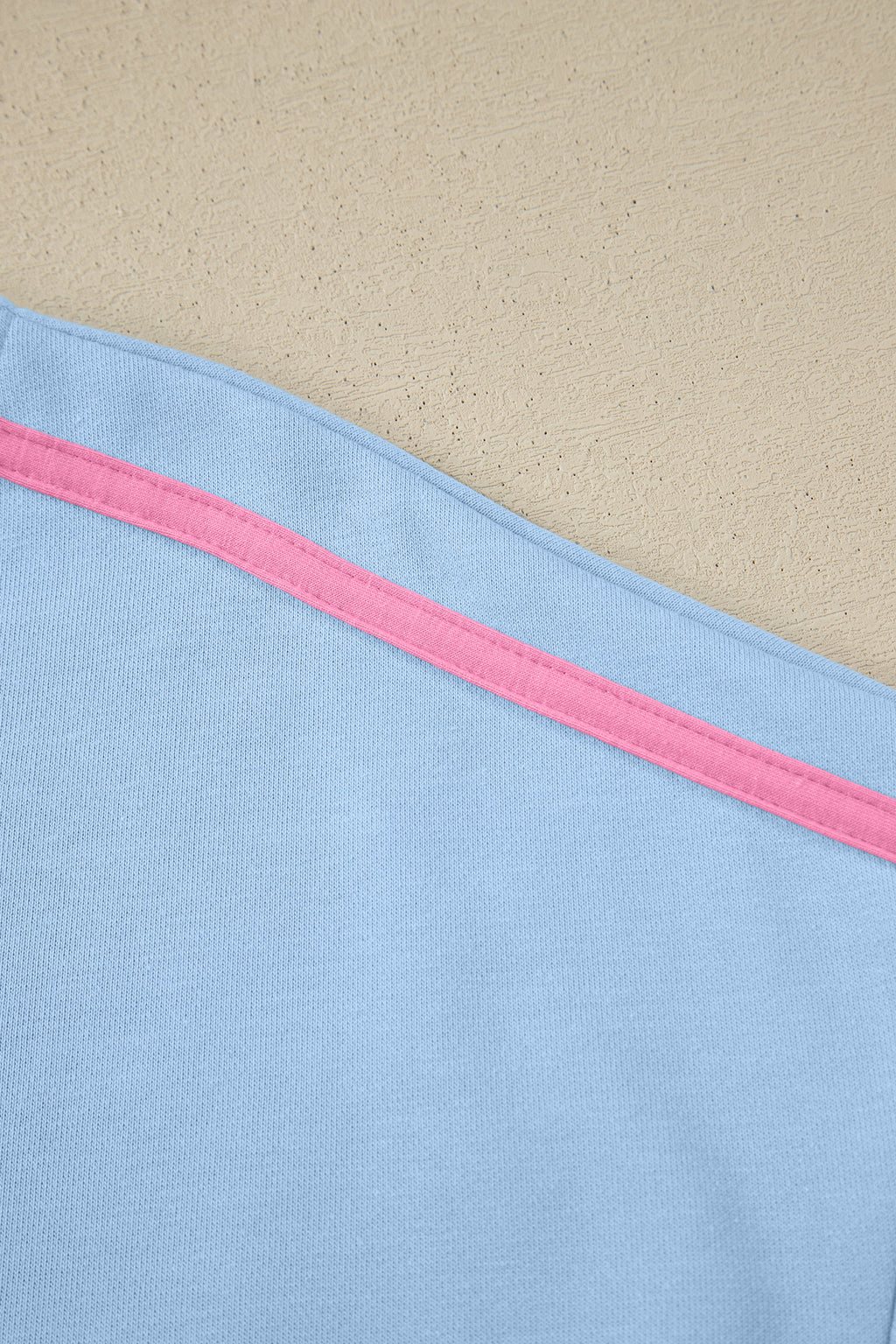 Sky Blue Ribbed Colorblock Trim V Neck Sporty Pullover Mini Skort 2pcs Athleisure Set