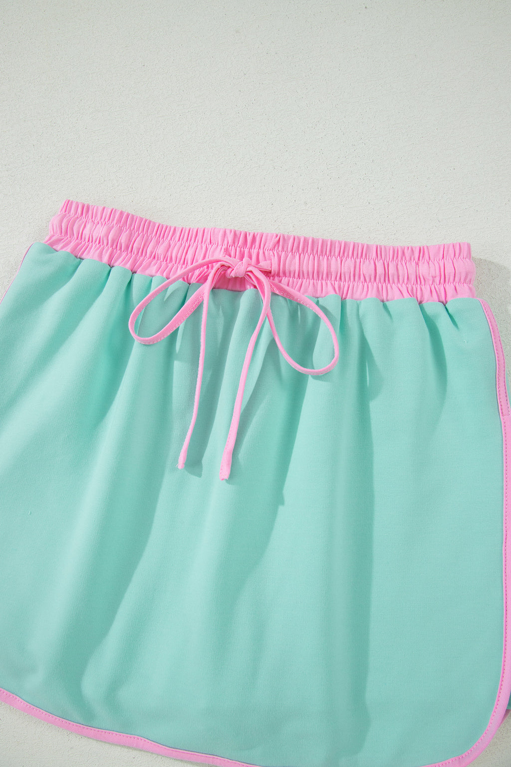 Moonlight Jade Colorblock Edge Drop Shoulder T Shirt and Skort 2Pcs Set