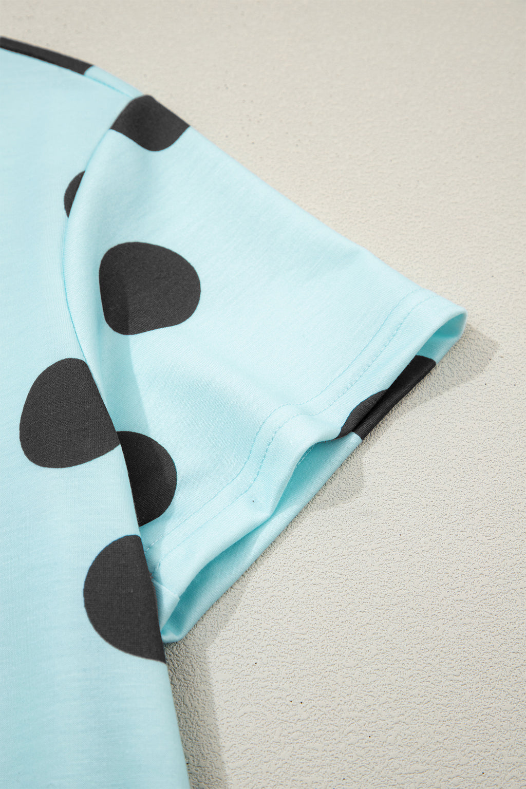 Sky Blue Polka Dot Short Sleeve Top Casual Skort 2pcs Outfit