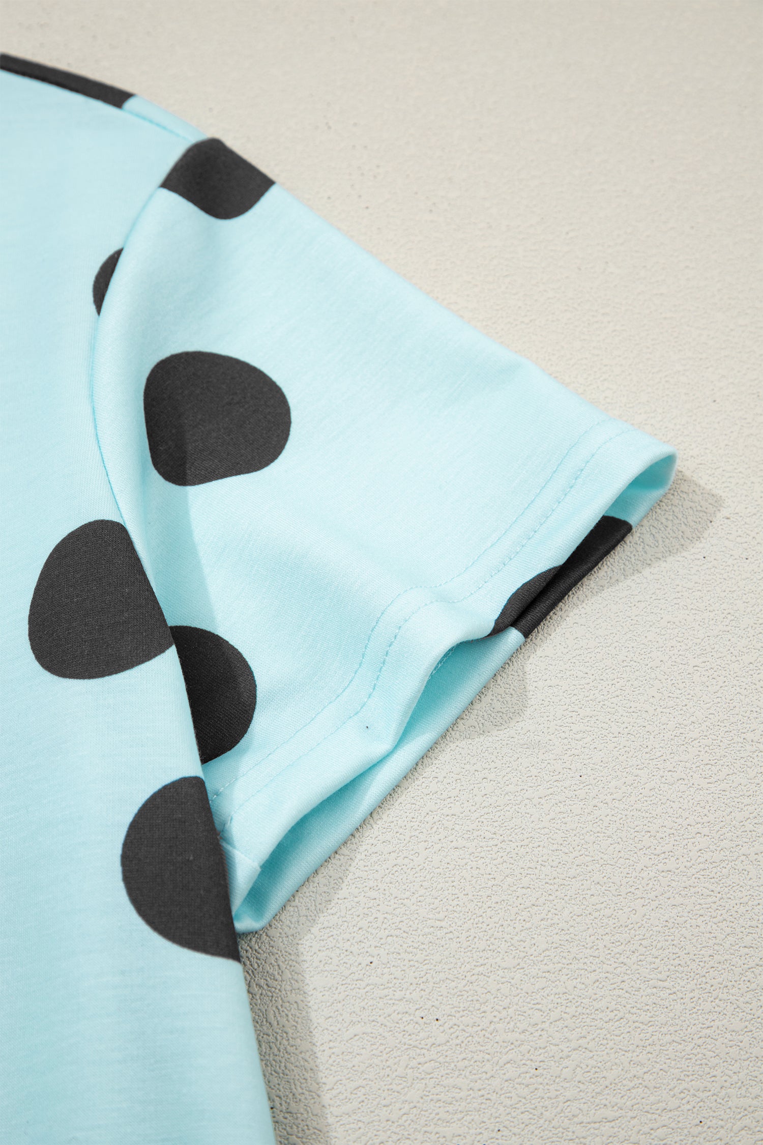 Sky Blue Polka Dot Short Sleeve Top Casual Skort 2pcs Outfit
