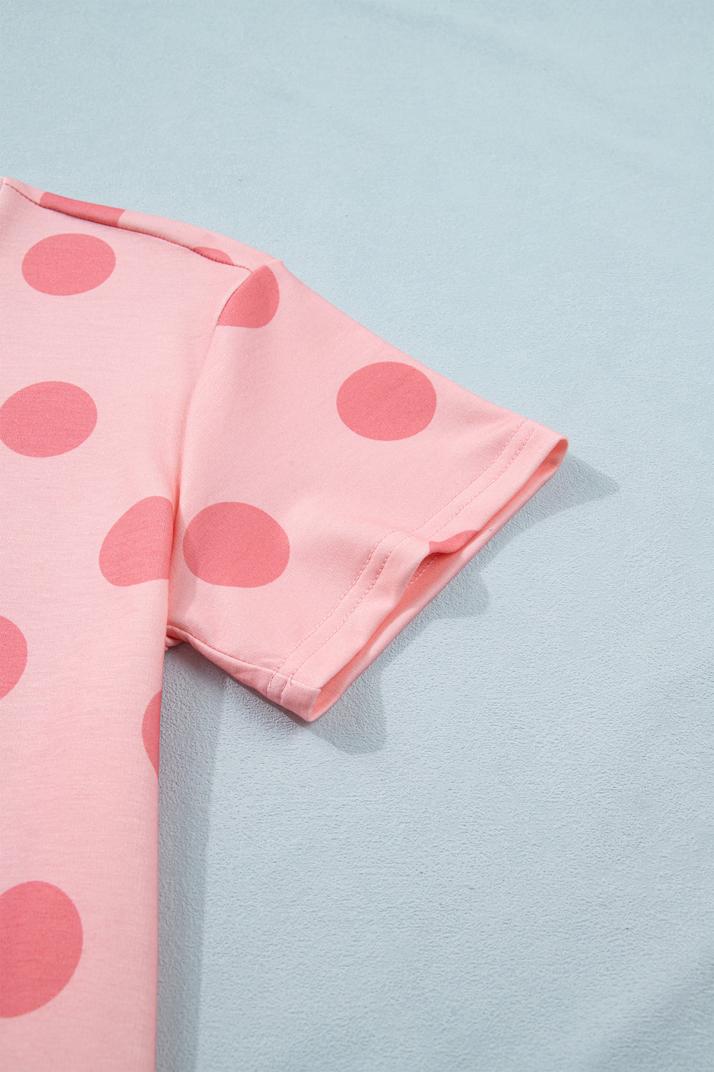 Pink Polka Dot Short Sleeve Top Casual Skort 2pcs Outfit