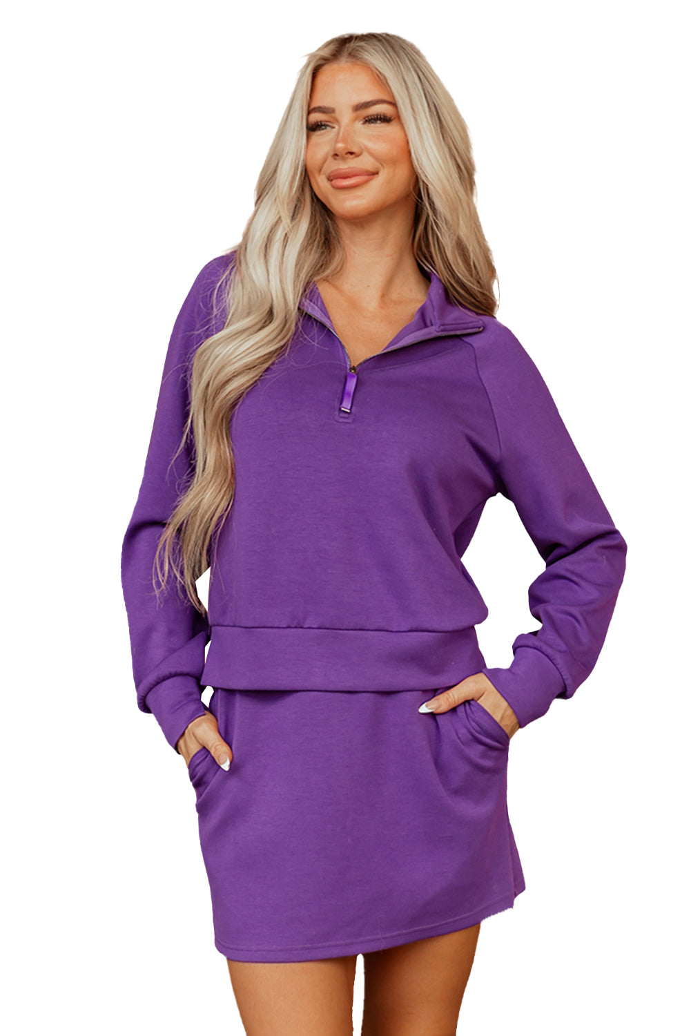 Wisteria Half Zip Sporty Pullover Mini Skort 2pcs Outfit