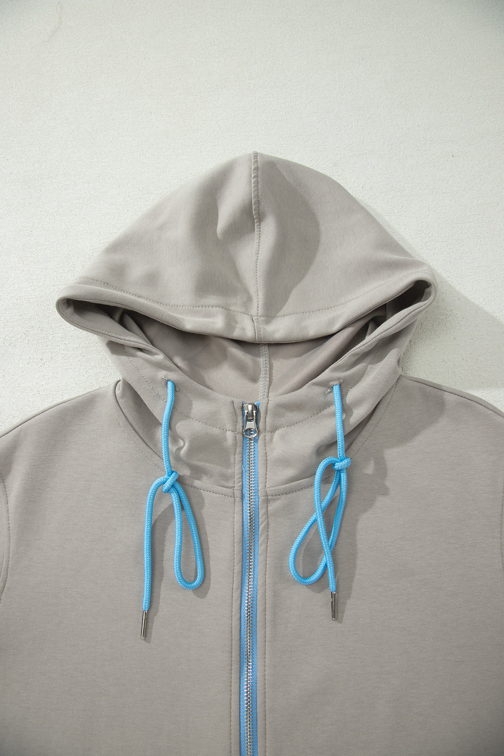 Smoke Green Contrast Trim Zip Up Sporty Jacket Drawstring Mini Skort 2pcs Set