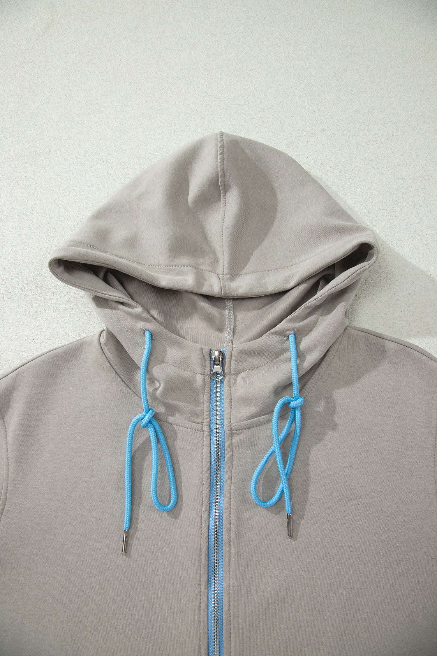 Smoke Green Contrast Trim Zip Up Sporty Jacket Drawstring Mini Skort 2pcs Set