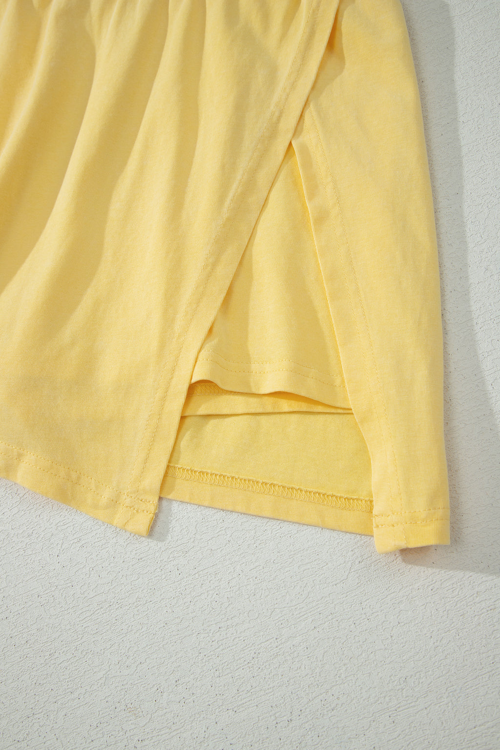 Yellow Cream Solid Color Washed Sleeveless Top Split Skort Cotton 2pcs Outfit