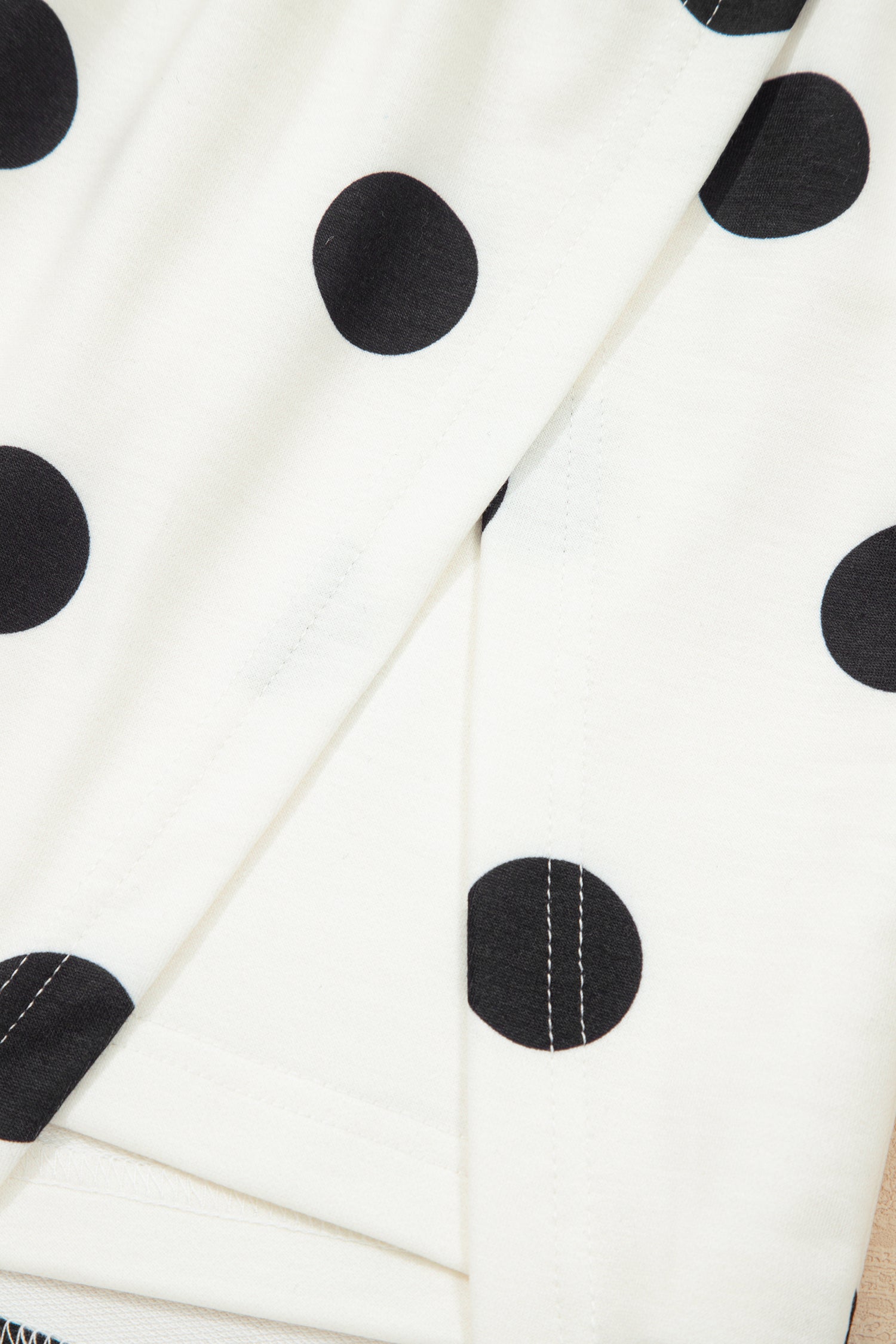 White Ribbed Trim Polka Dot Print Tank Split Mini Skort 2pcs Set