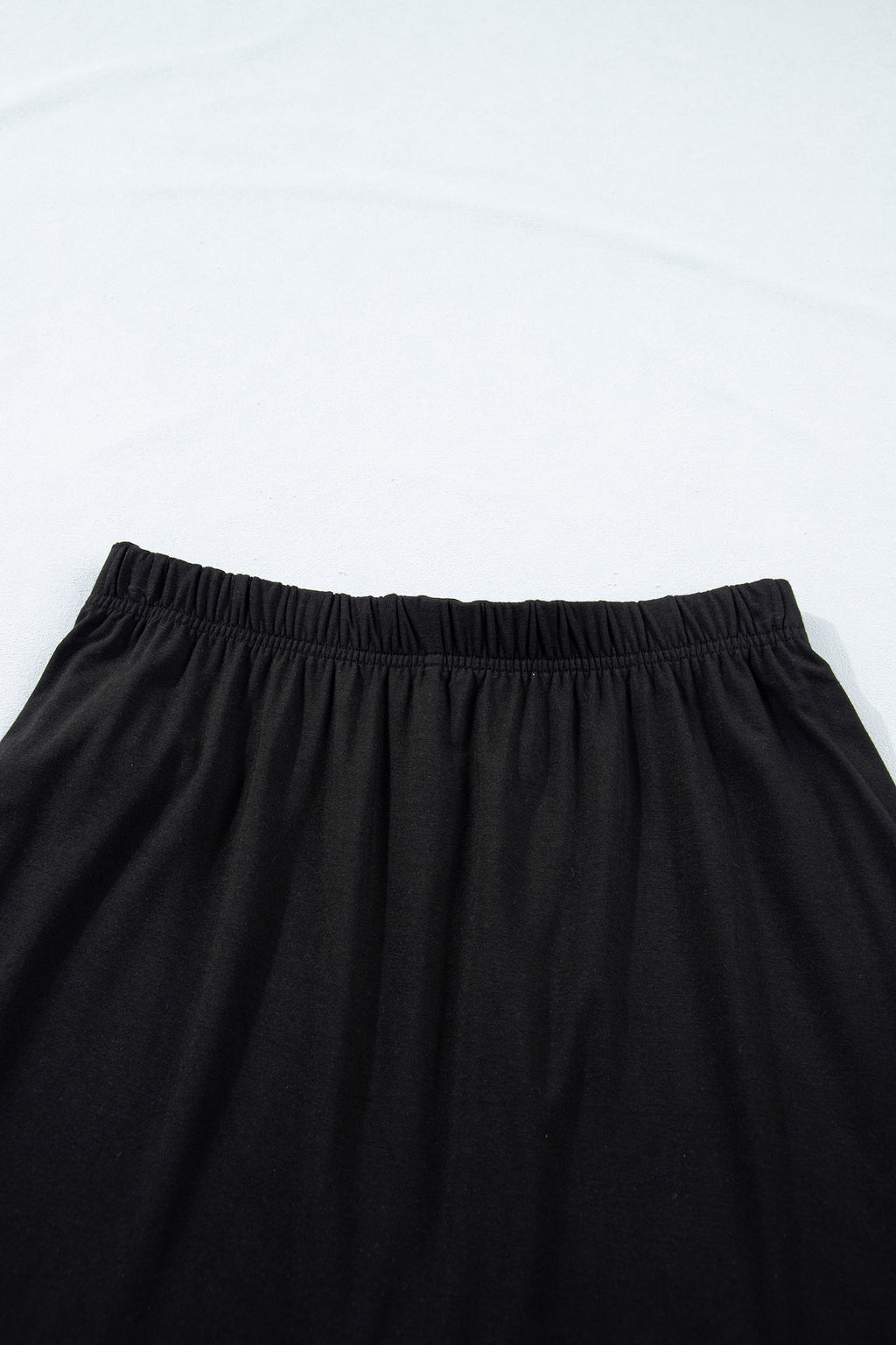 Black Solid Color Oversize Tee Tie Wrap Mini Skort 2pcs Set