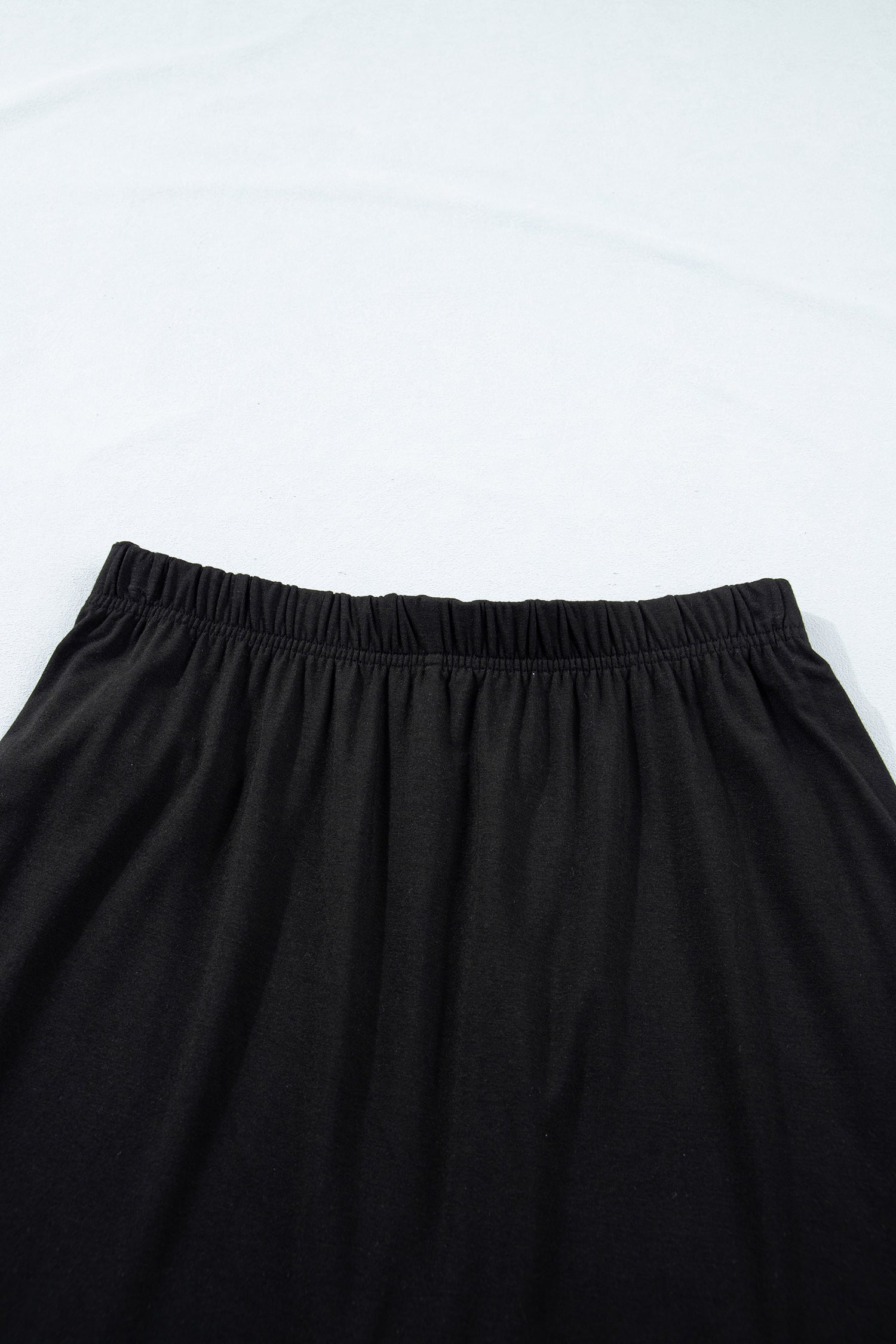 Black Solid Color Oversize Tee Tie Wrap Mini Skort 2pcs Set