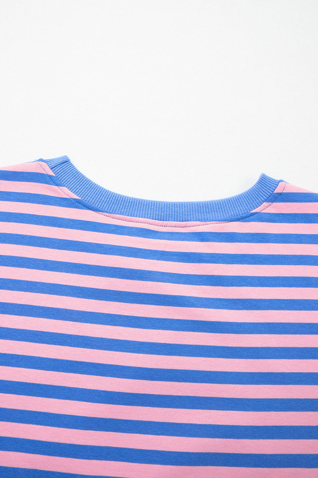 Blue Stripe Relaxed Short Sleeve Top Elastic Waist Drawstring Skort 2pcs Set