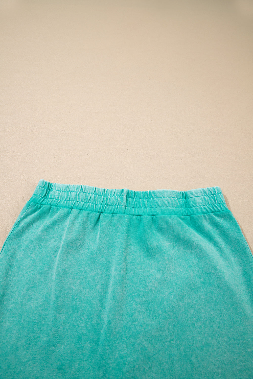 Mint Green Solid Color Washed Sleeveless Top Split Skort Cotton 2pcs Outfit