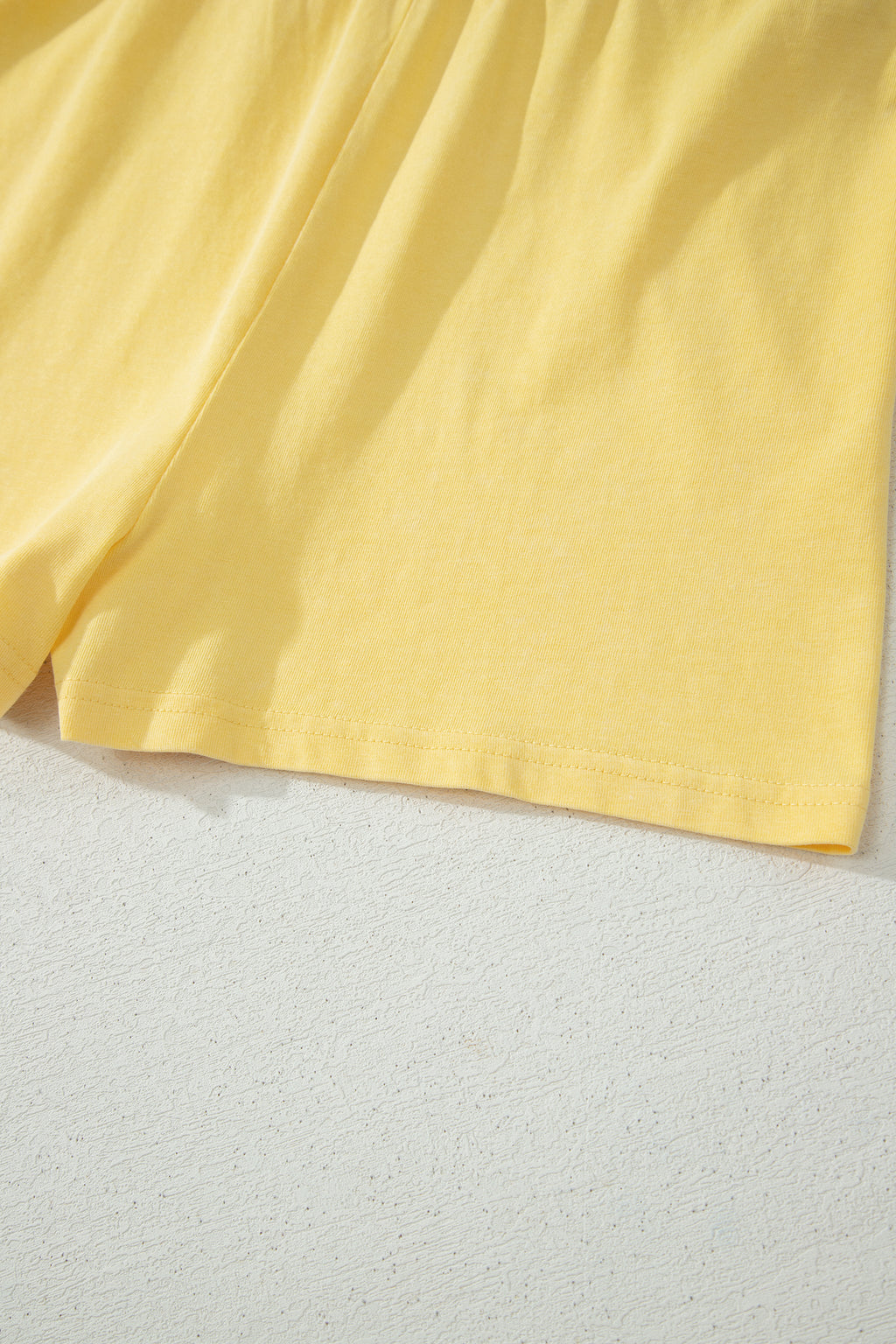 Yellow Cream Solid Color Washed Sleeveless Top Split Skort Cotton 2pcs Outfit