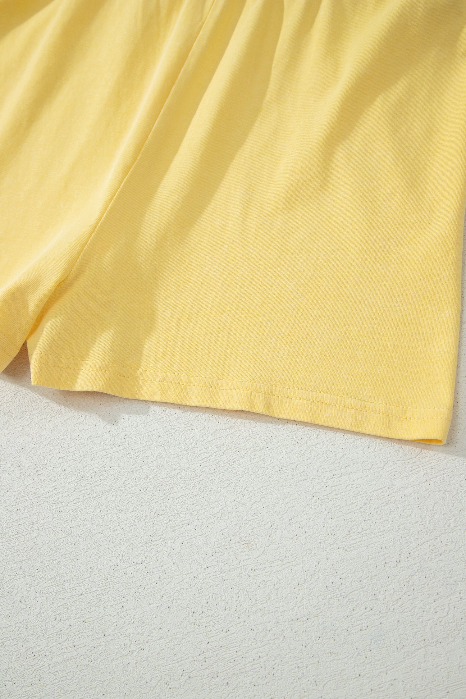 Yellow Cream Solid Color Washed Sleeveless Top Split Skort Cotton 2pcs Outfit