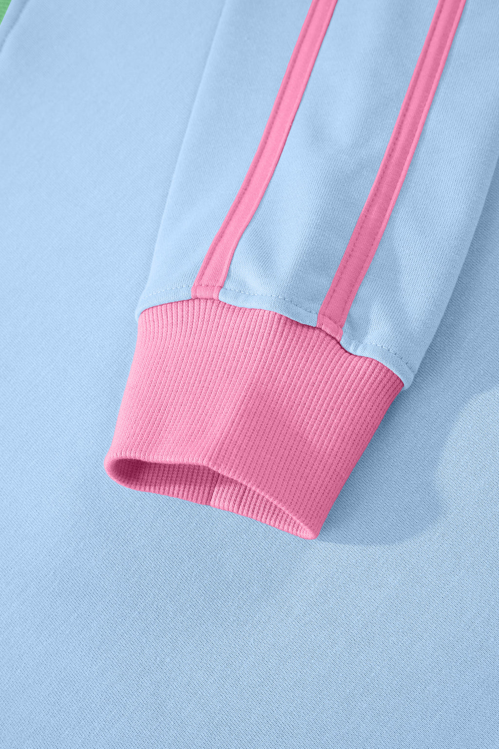 Sky Blue Ribbed Colorblock Trim V Neck Sporty Pullover Mini Skort 2pcs Athleisure Set