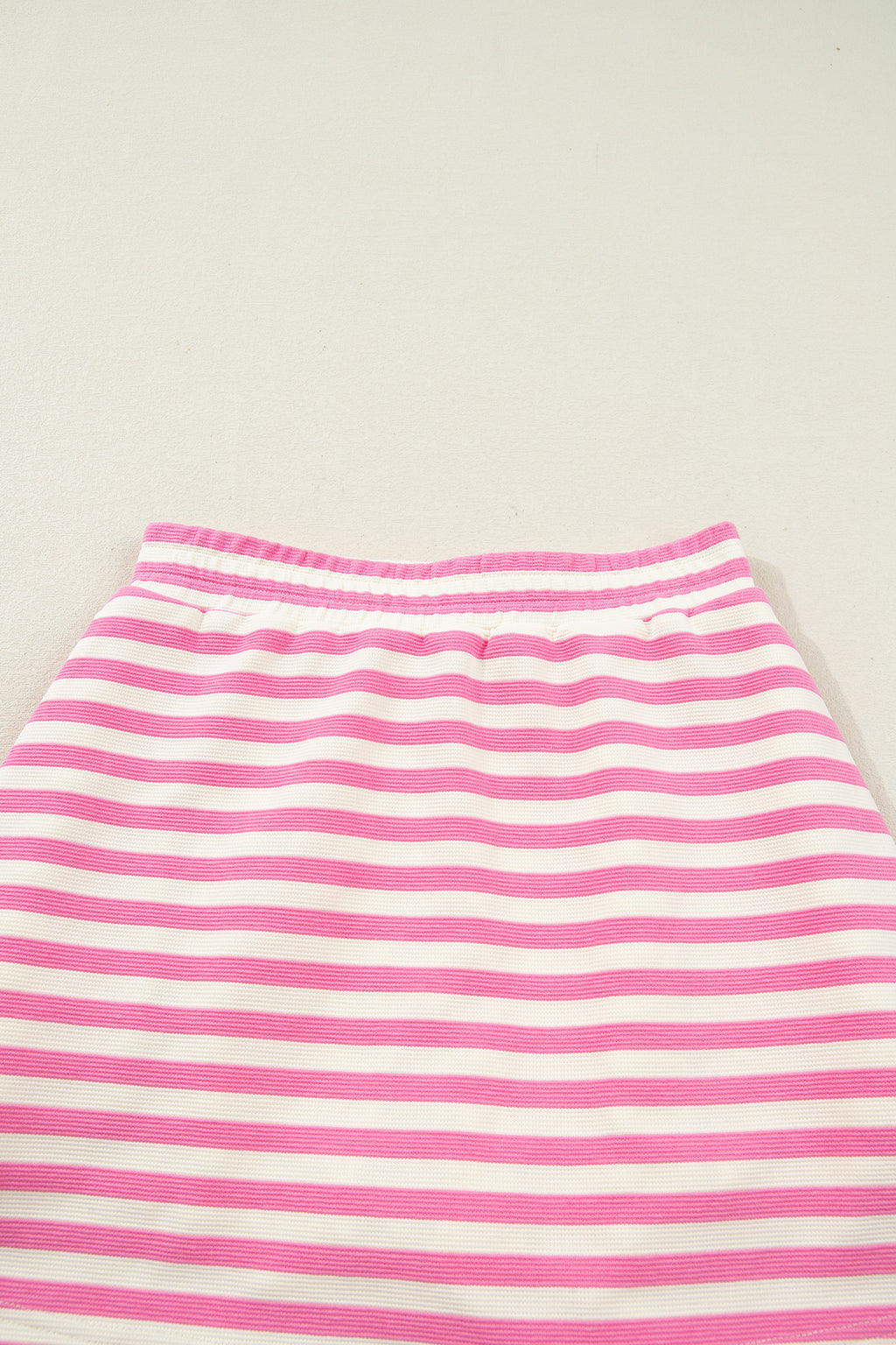 Sachet Pink Textured Stripe Print Contrast Trim Zip Collar Sleeveless 2pcs Skort Set