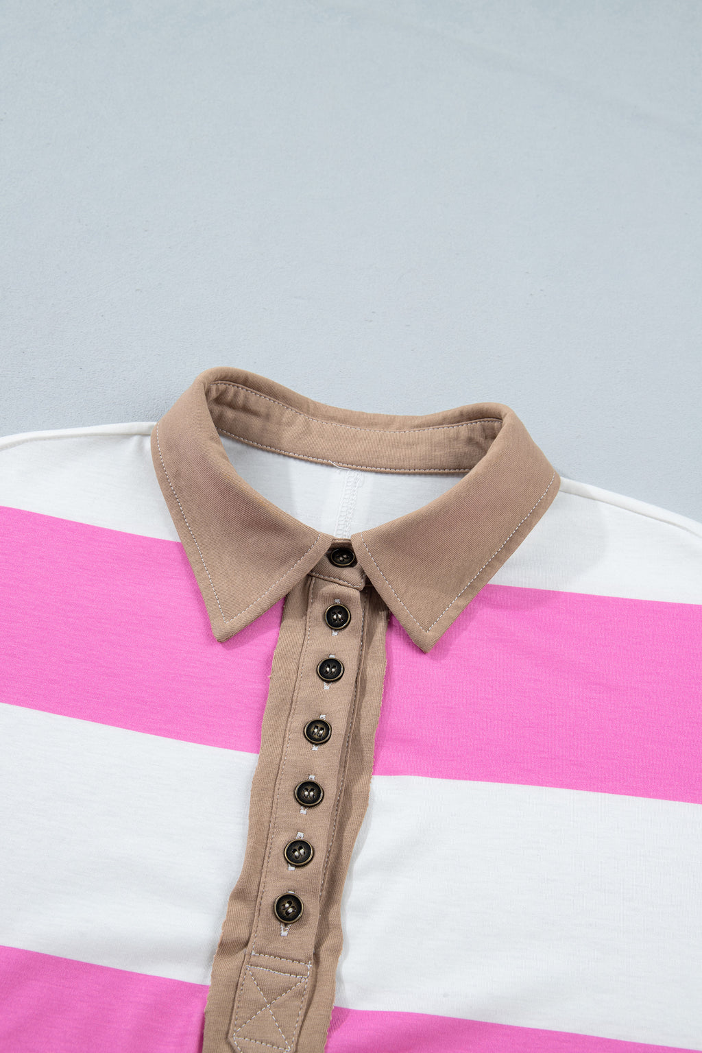 Rose Stripe Colorblock Trim Polo Tee Drawstring Mini Skort 2pcs Set