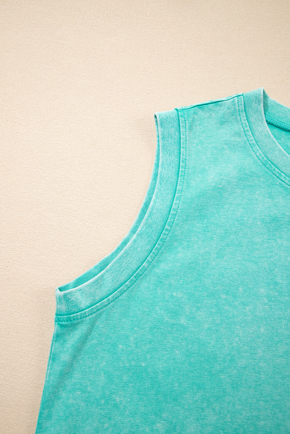 Mint Green Solid Color Washed Sleeveless Top Split Skort Cotton 2pcs Outfit