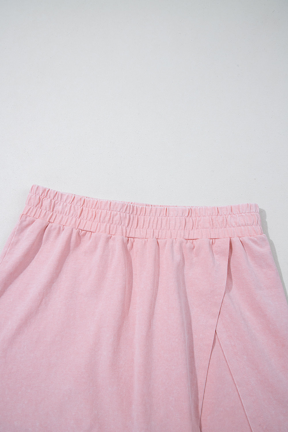 Light Pink Solid Color Washed Sleeveless Top Split Skort Cotton 2pcs Outfit