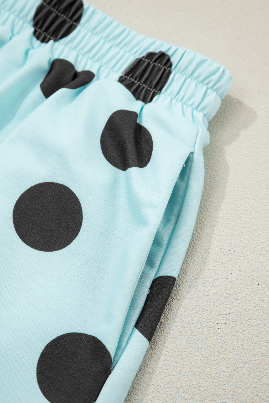 Sky Blue Polka Dot Short Sleeve Top Casual Skort 2pcs Outfit