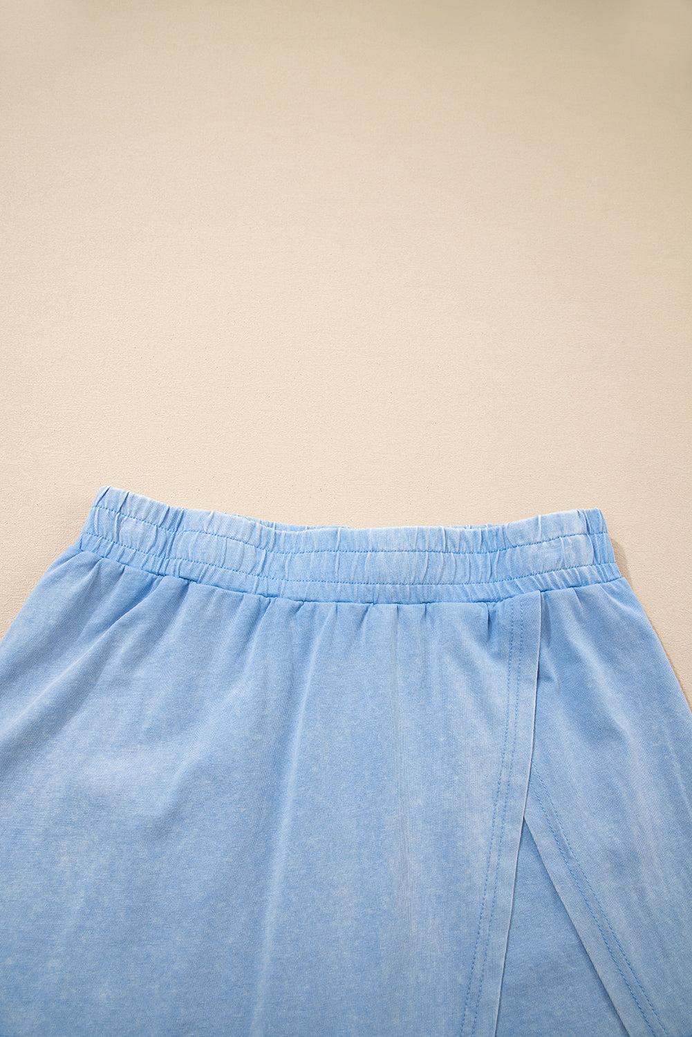 Myosotis Solid Color Washed Sleeveless Top Split Skort Cotton 2pcs Outfit