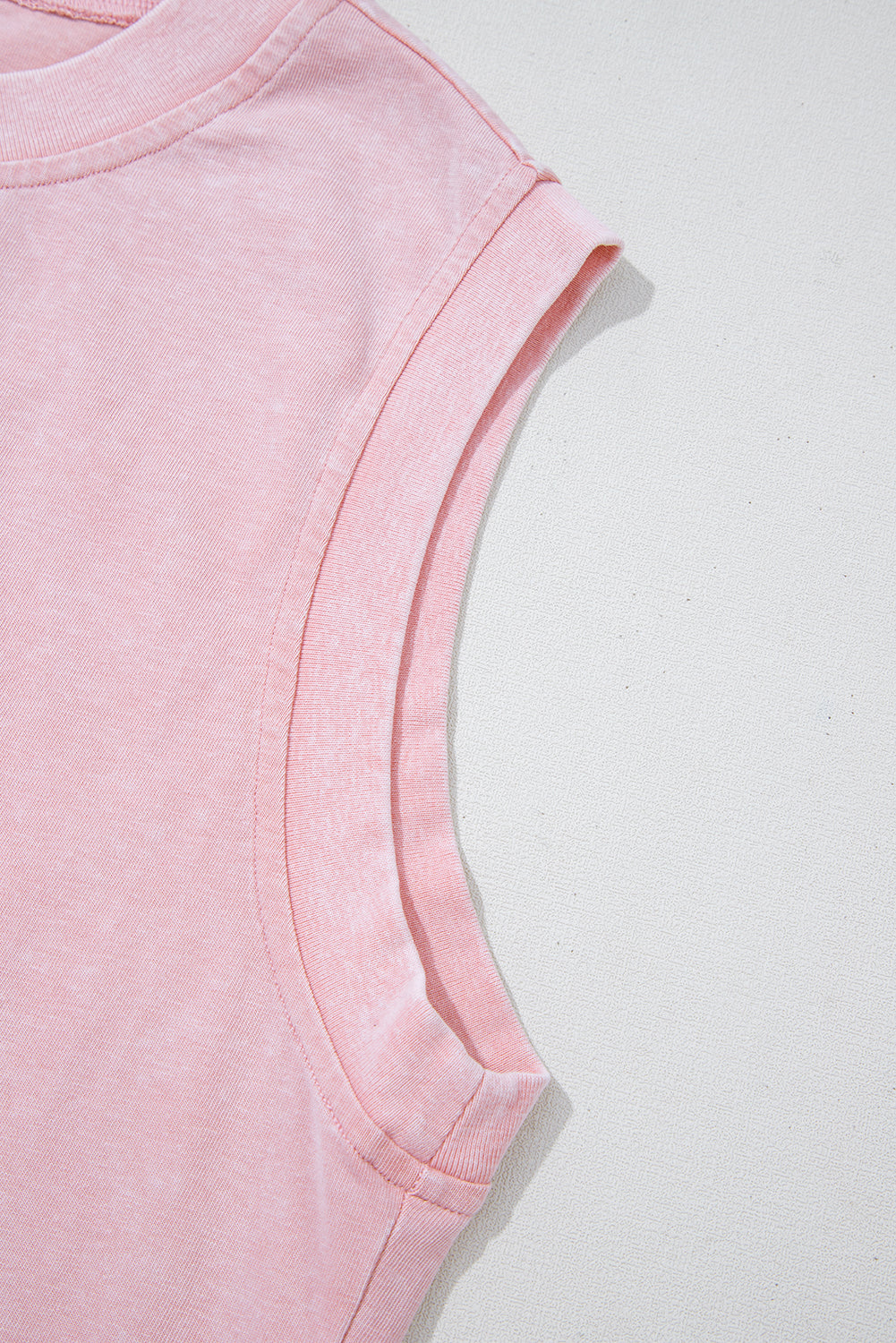 Light Pink Solid Color Washed Sleeveless Top Split Skort Cotton 2pcs Outfit