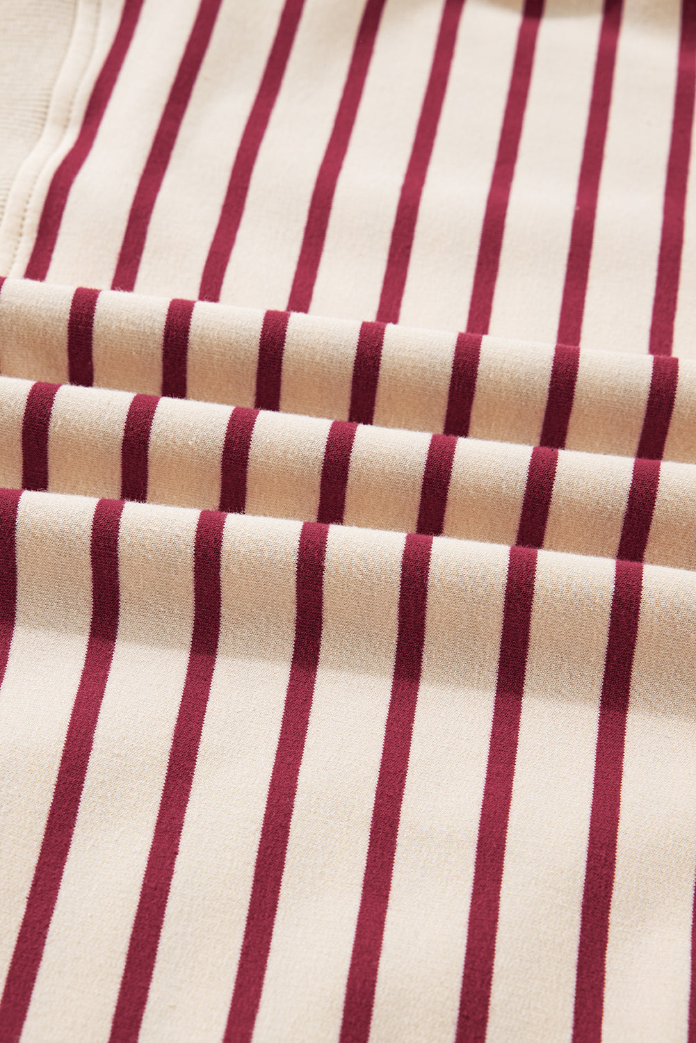 Red Stripe Cropped Collared Drop Shoulder Pullover and Bubble Mini Skirt Set