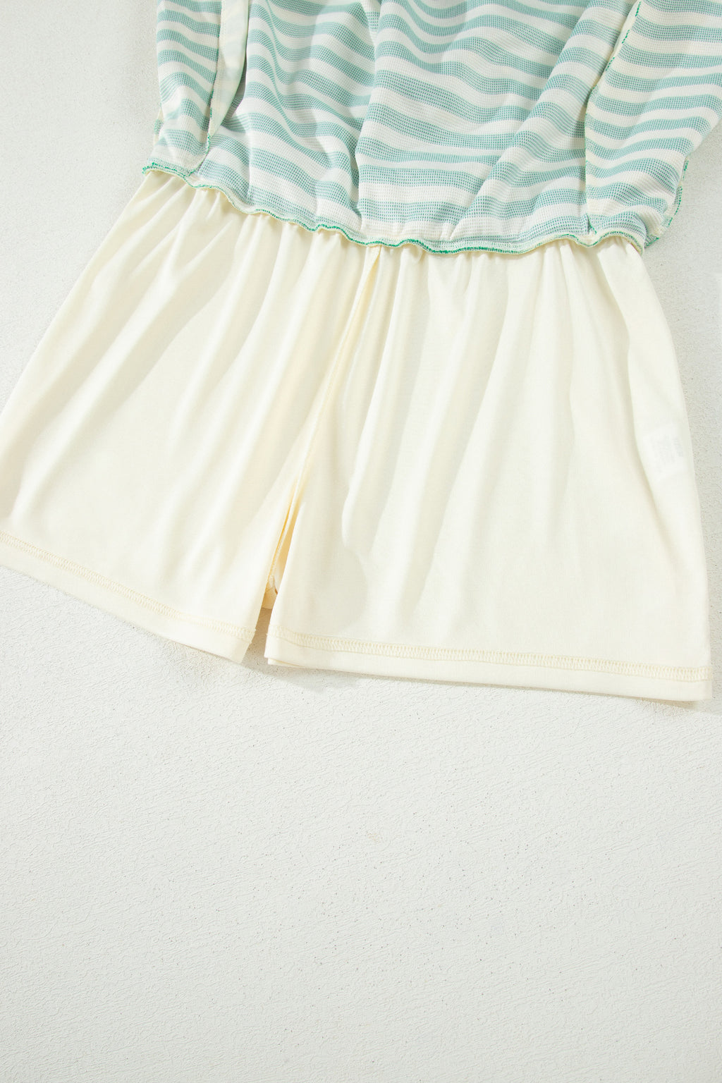 Bright Green Textured Stripe Print Contrast Trim Zip Collar Sleeveless 2pcs Skort Set