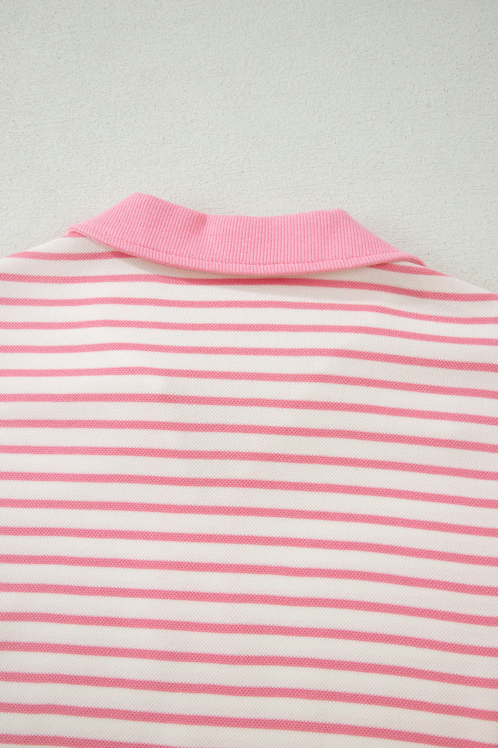 Pink Stripe Color Block Patchwork Polo Tee Drawstring Elastic Waist 2pcs Skort Set