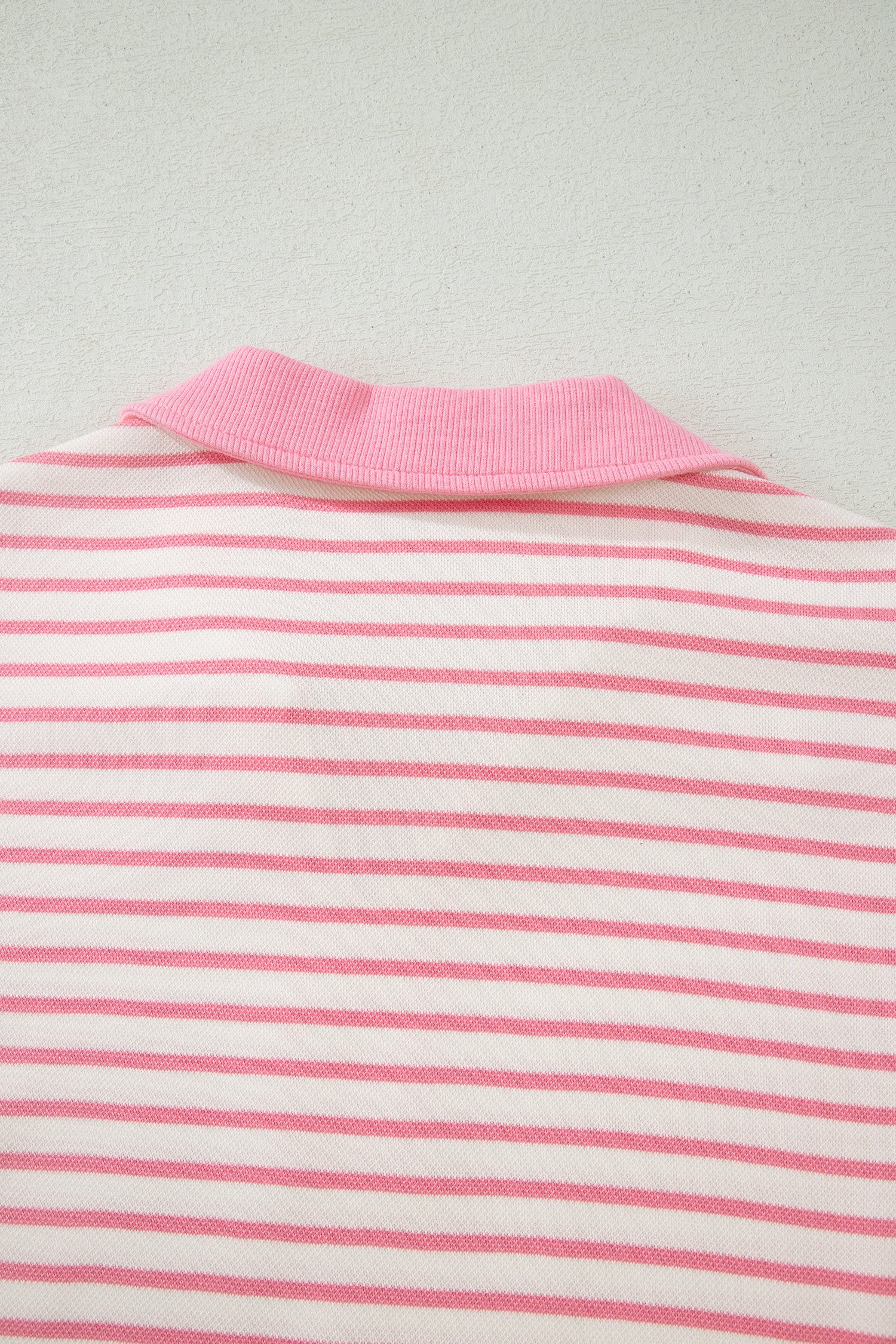 Pink Stripe Color Block Patchwork Polo Tee Drawstring Elastic Waist 2pcs Skort Set