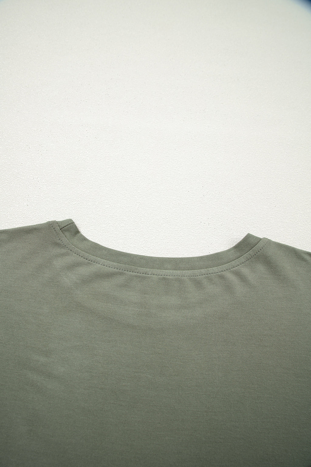 Laurel Green Solid Color Oversize Tee Tie Wrap Mini Skort 2pcs Set