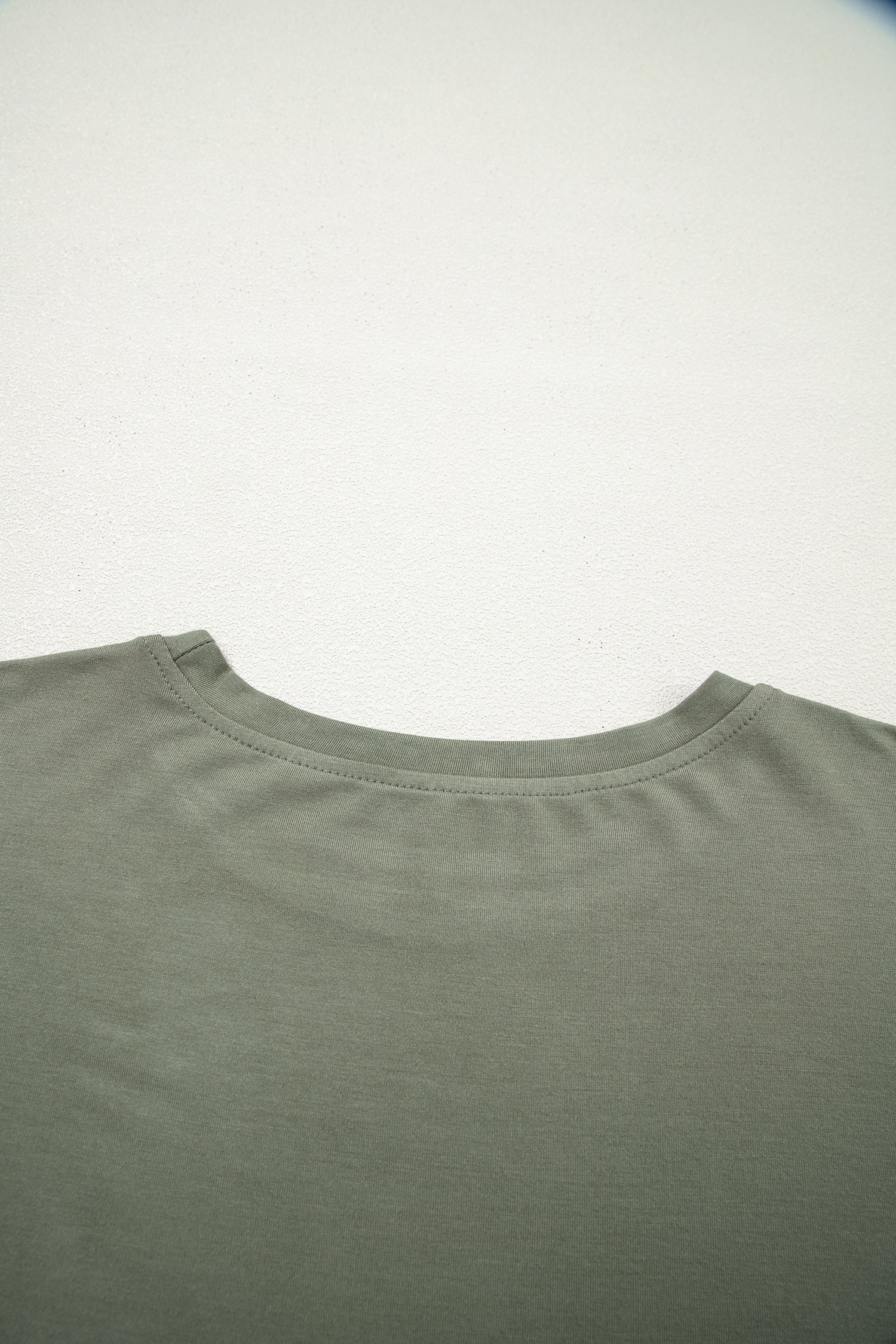 Laurel Green Solid Color Oversize Tee Tie Wrap Mini Skort 2pcs Set
