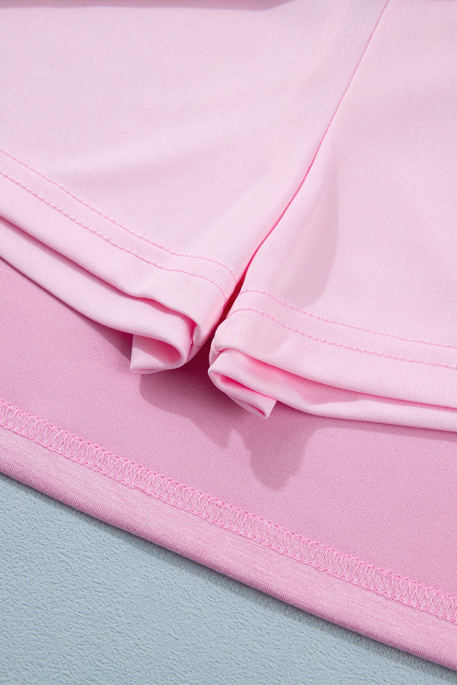Pink Solid Color Sleeveless Zipper Tank and Skort Set