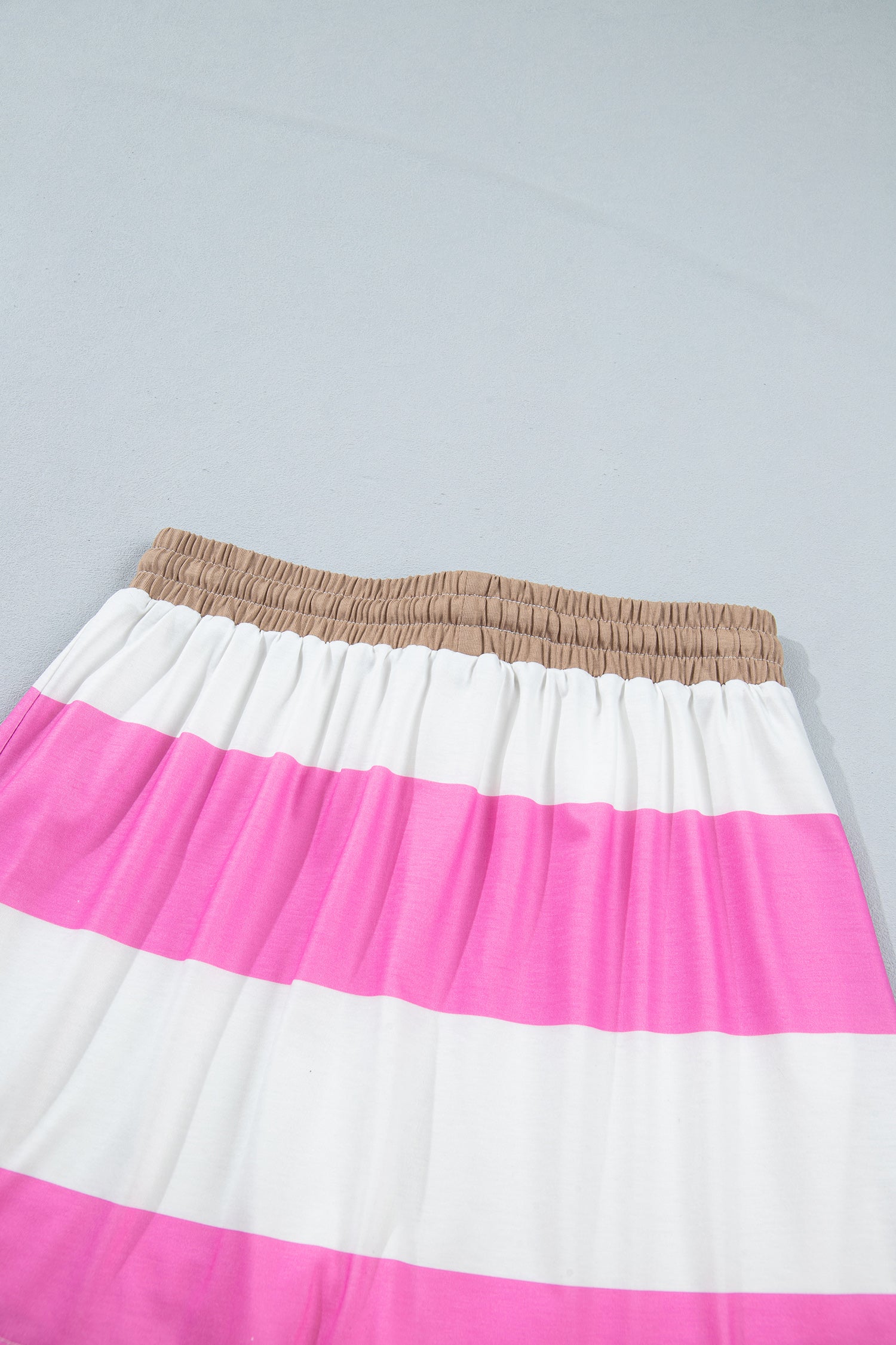 Rose Stripe Colorblock Trim Polo Tee Drawstring Mini Skort 2pcs Set