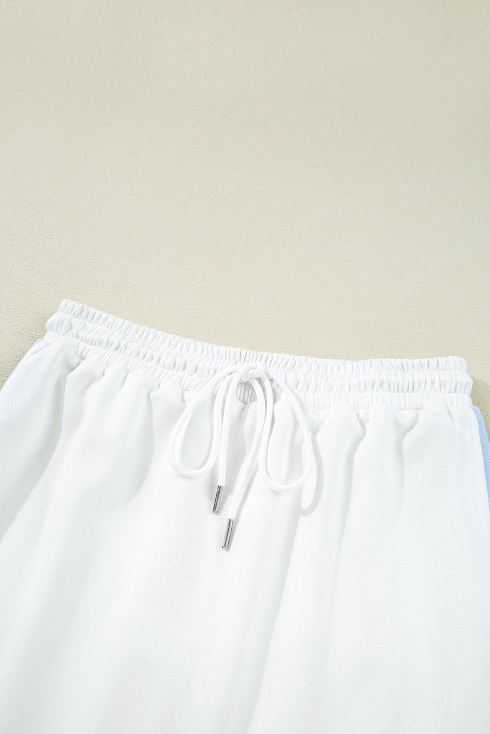 White Colorblock Edge Cap Sleeve Collared Top 2 Piece Skirt Set