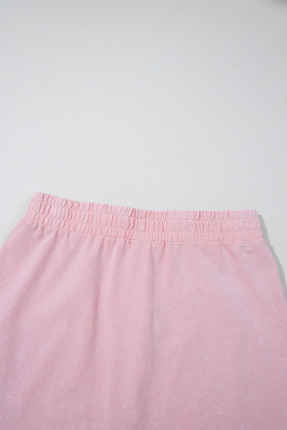 Light Pink Solid Color Washed Sleeveless Top Split Skort Cotton 2pcs Outfit