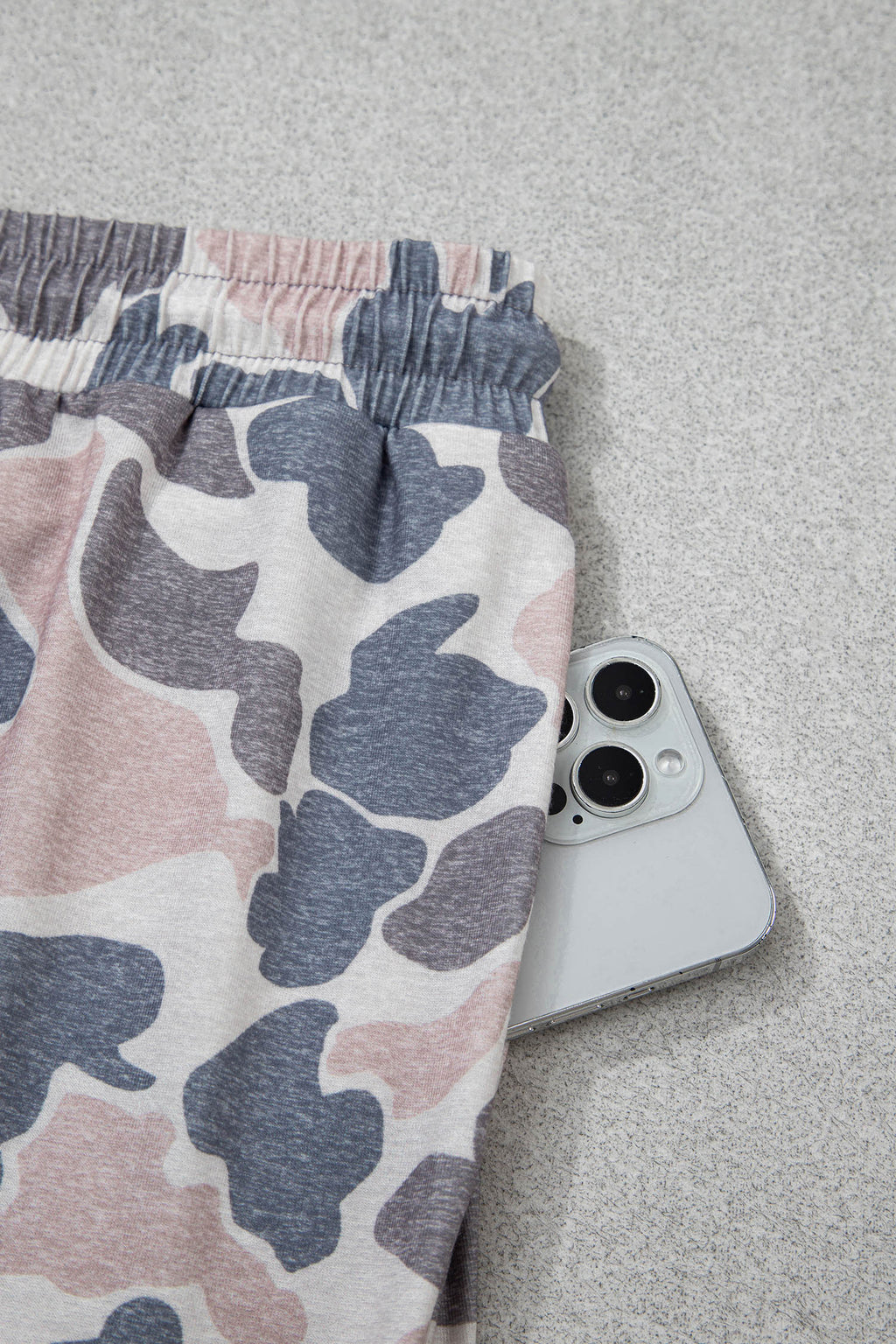 Multicolour Retro Camouflage Color Block Trim Skort 2pcs Outfit